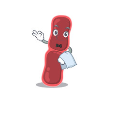 A cartoon character of bacillus bacteria waiter working in the restaurant