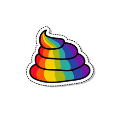 rainbow poo doodle icon, vector illustration