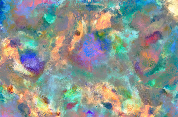 Wild and vibrant abstract watercolor or ink painting on grunge paper texture.