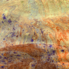 Watercolor illustration marble texture. Brown and ocher color.