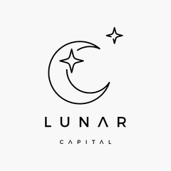 Crystal moon lunar capital business logo design inspiration vector icon illustration custom logo design