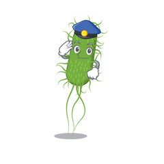 Police officer mascot design of e.coli bacteria wearing a hat