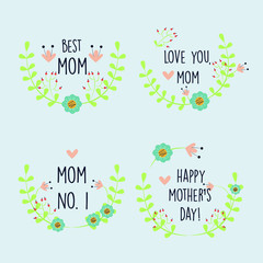 mothers day collection labels flat design
