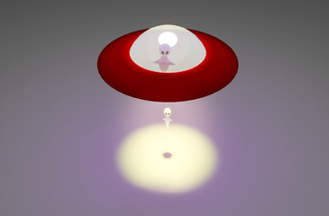 UFO Beaming and Alien Floating in the air ,3d render