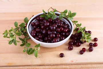 Lingonberry on table