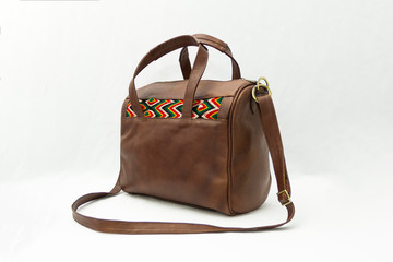 brown leather bag