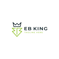 Luxury Nature Template Logo Design Professional, Initials of Letter EB or EIB, Crown or King, Green Color