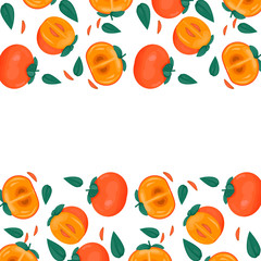 frame for text from ripe persimmons. set of persimmons with place for text
