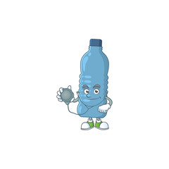 A dedicated Doctor mineral bottle Cartoon character with stethoscope