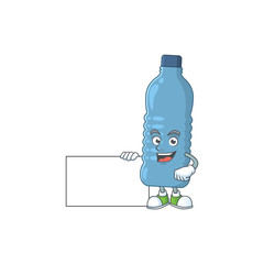 Mineral bottle cartoon character concept Thumbs up having a white board
