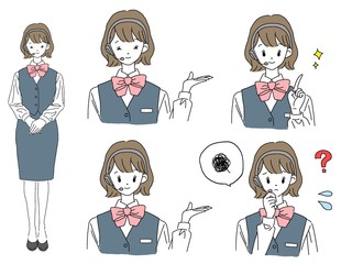 女性 オペレーター セットイラスト2