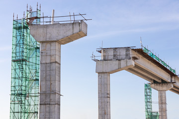 Construction of Mass Rail Transit column infrastructure in progress