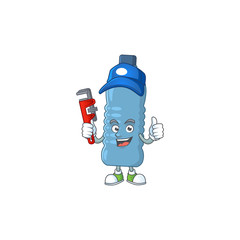 Mascot design concept of mineral bottle work as smart Plumber