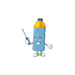 Smart automotive mineral bottle presented in mascot design style