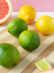 Citrus fruits (orange, lemon, grapefruit, tangerine, lime). Still-life.