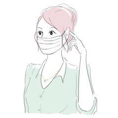 女性　マスク