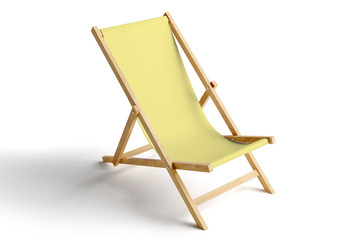 beach chair isolated on white - obrazy, fototapety, plakaty