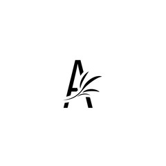 Elegant leaf letter A, Vintage style logo design template