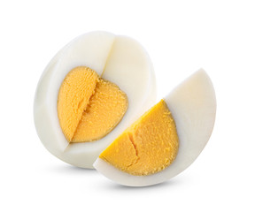 boiled egg on white background full depth of field