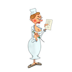Nurse with an injection. Cartoon illustration on a white background.