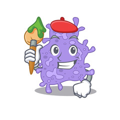 A creative staphylococcus aureus artist mascot design style paint with a brush