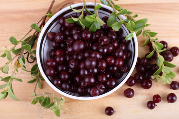 Lingonberry on table