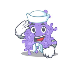 Sailor cartoon character of staphylococcus aureus with white hat