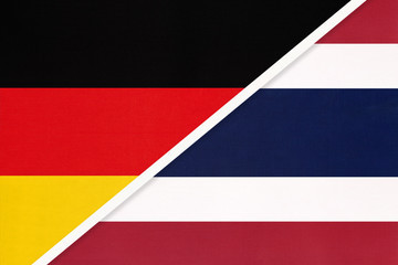 Germany vs Thailand, symbol of two national flags. Relationship between European and Asian countries.