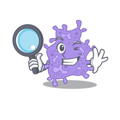Smart Detective of staphylococcus aureus mascot design style with tools