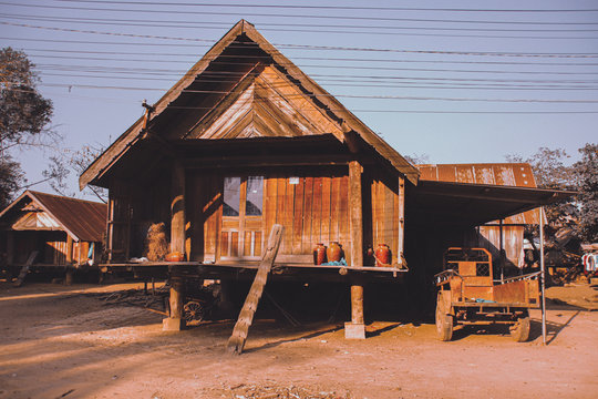  Traditional long house in Buon Don village of Dak LAk Province in the Central Highlands of Vietnam that shows the life, culture and tradition of Vietnamese ethnic tribe