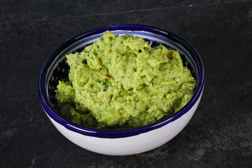Avocado guacamole sauce with chili pepper