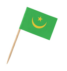 Small paper flag of Mauritania on wooden stick