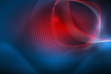 Abstract particles, wave background, neon motion techno design