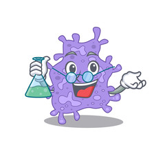 Staphylococcus aureus smart Professor Cartoon design style working with glass tube