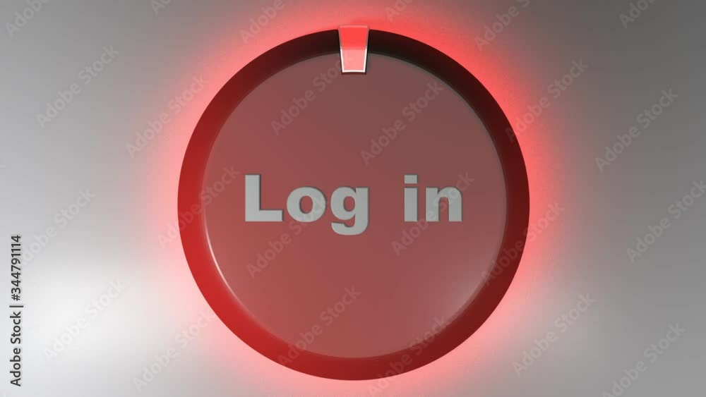 Aufkleber log in green sign with rotating cursor - 3d rendering video clip