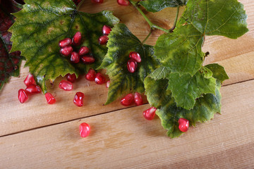Pomegranate on table