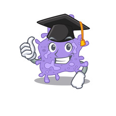 Happy face of staphylococcus aureus in black graduation hat for the ceremony