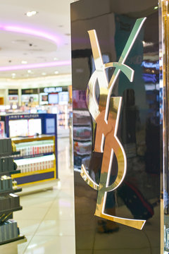 DUBAI, UAE - CIRCA FEBRUARY, 2019: close up shot of YSN sign in Dubai International Airport.