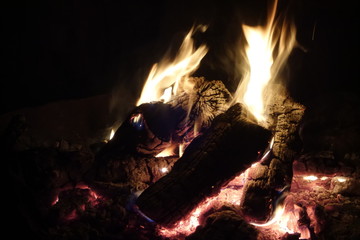 fire in the fireplace