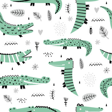 Cute pattern with crocodiles.