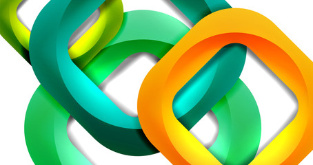 Square geometric vector abstract background, dynamic modern minimal template. Multicolored square shapes with round corners overlapping each other