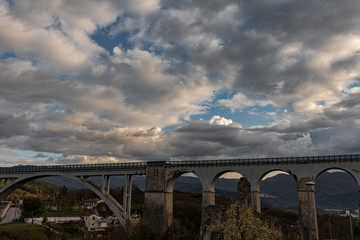 Isernia, Molise, Italy.  Santo Spirito railway bridge. View