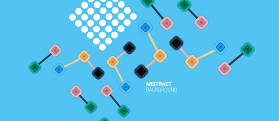 Abstract square dot connections, flat style multicolored geometric background for Wallpaper, Banner, Background, Card, Book Illustration, landing page or poster design