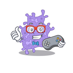 Mascot design concept of staphylococcus aureus gamer using controller