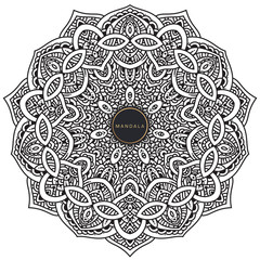Black and white mandala vector isolated on white. Vector hand drawn circular decorative element.