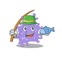 Cartoon design concept of staphylococcus aureus while fishing