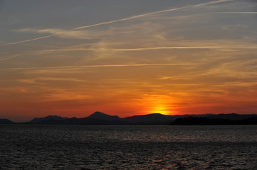 Sunset in the azure france seashore