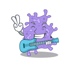 Talented musician of staphylococcus aureus cartoon design playing a guitar