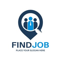 Modern Find Job Vector logo template with magnifying glass and find symbol. Suitable for corporate and business.