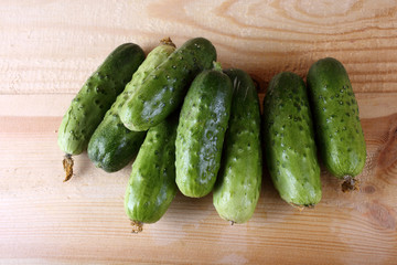 Cucumbers on table